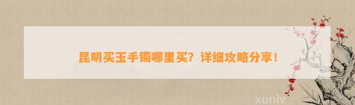 昆明买玉手镯哪里买？详细攻略分享！