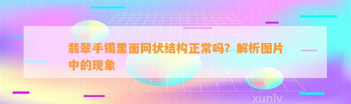 翡翠手镯里面网状结构正常吗？解析图片中的现象