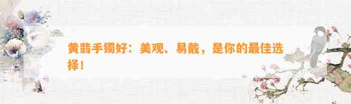 黄翡手镯好：美观、易戴，是你的最佳选择！