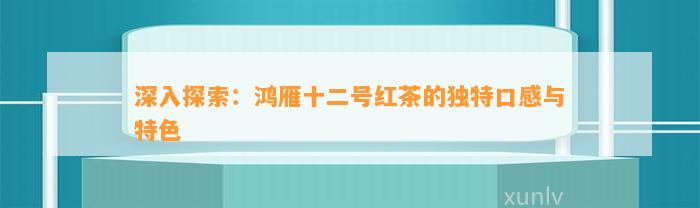 深入探索：鸿雁十二号红茶的独特口感与特色