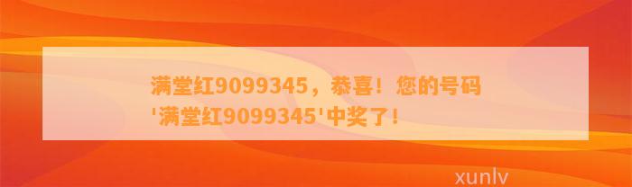 满堂红9099345，恭喜！您的号码'满堂红9099345'中奖了！