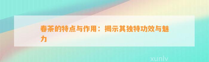 春茶的特点与作用：揭示其特别功效与魅力