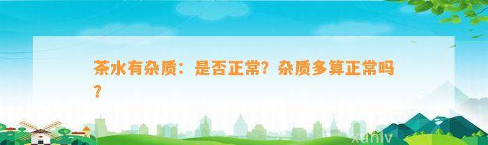 茶水有杂质：是不是正常？杂质多算正常吗？