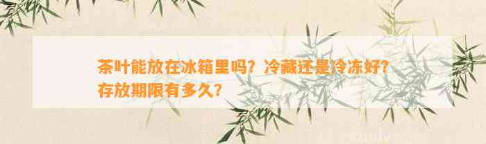 茶叶能放在冰箱里吗？冷藏还是冷冻好？存放期限有多久？