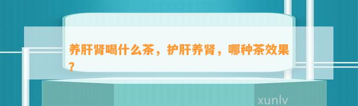 养肝肾喝什么茶，护肝养肾，哪种茶效果？