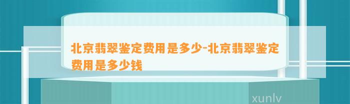 北京翡翠鉴定费用是多少-北京翡翠鉴定费用是多少钱