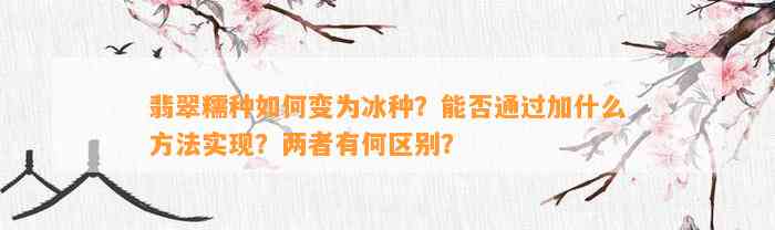 翡翠糯种怎样变为冰种？能否通过加什么方法实现？两者有何区别？