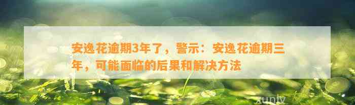 安逸花逾期3年了，警示：安逸花逾期三年，可能面临的后果和解决方法