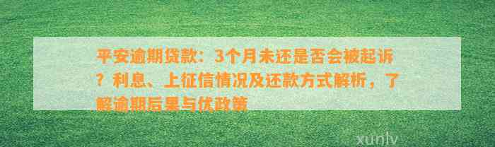 平安逾期贷款：3个月未还是否会被起诉？利息、上征信情况及还款方式解析，了解逾期后果与优政策