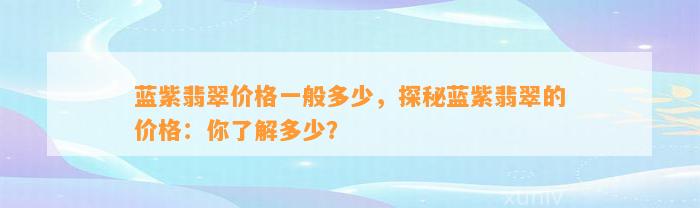 蓝紫翡翠价格一般多少，探秘蓝紫翡翠的价格：你熟悉多少？