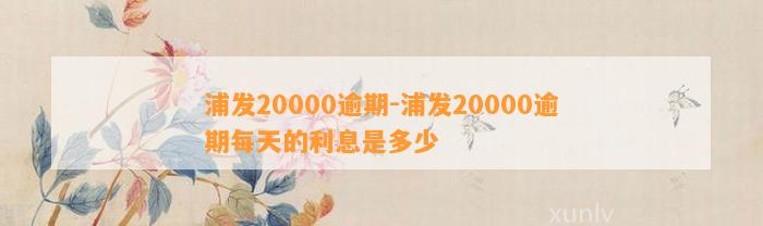 浦发20000逾期-浦发20000逾期每天的利息是多少