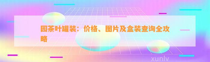 园茶叶罐装：价格、图片及盒装查询全攻略