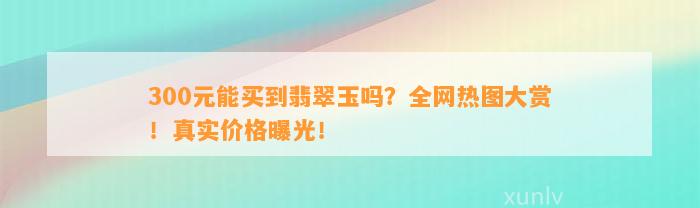 300元能买到翡翠玉吗？全网热图大赏！真实价格曝光！