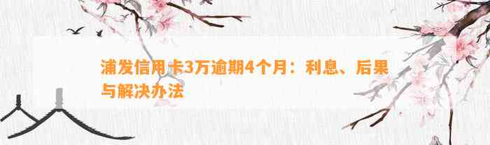 浦发信用卡3万逾期4个月：利息、后果与解决办法