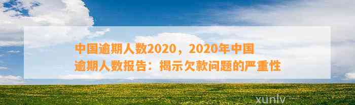 中国逾期人数2020，2020年中国逾期人数报告：揭示欠款问题的严重性