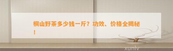 桐山野茶多少钱一斤？功效、价格全揭秘！