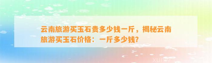 云南旅游买玉石贵多少钱一斤，揭秘云南旅游买玉石价格：一斤多少钱？