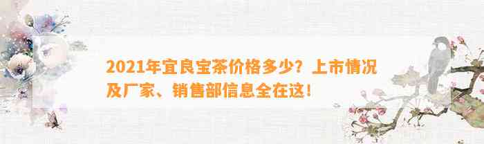 2021年宜良宝茶价格多少？上市情况及厂家、销售部信息全在这！