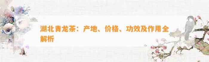 湖北青龙茶：产地、价格、功效及作用全解析