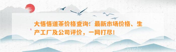 大悟悟道茶价格查询：最新市场价格、生产工厂及公司评价，一网打尽！