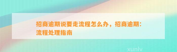 招商逾期说要走流程怎么办，招商逾期：流程处理指南