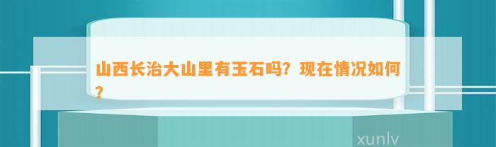 山西长治大山里有玉石吗？现在情况怎样？