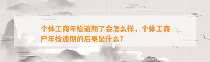 个体工商年检逾期了会怎么样，个体工商户年检逾期的后果是什么？