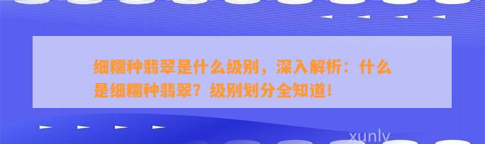 细糯种翡翠是什么级别，深入解析：什么是细糯种翡翠？级别划分全知道！