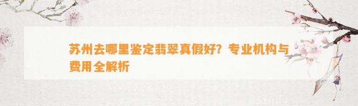 苏州去哪里鉴定翡翠真假好？专业机构与费用全解析