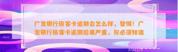 广发银行极客卡逾期会怎么样，警惕！广发银行极客卡逾期后果严重，你必须知道