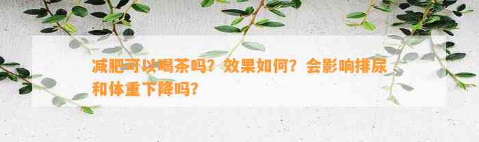 减肥可以喝茶吗？效果怎样？会作用排尿和体重下降吗？