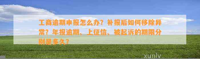 工商逾期申报怎么办？补报后如何移除异常？年报逾期、上征信、被起诉的期限分别是多久？