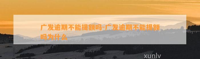 广发逾期不能提额吗-广发逾期不能提额吗为什么