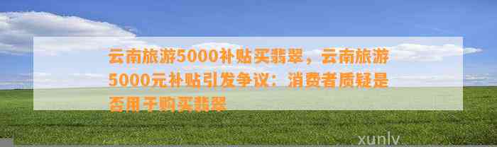 云南旅游5000补贴买翡翠，云南旅游5000元补贴引发争议：消费者质疑是不是用于购买翡翠