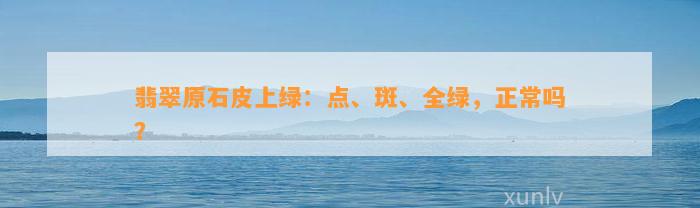 翡翠原石皮上绿：点、斑、全绿，正常吗？