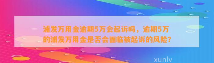 浦发万用金逾期5万会起诉吗，逾期5万的浦发万用金是否会面临被起诉的风险？