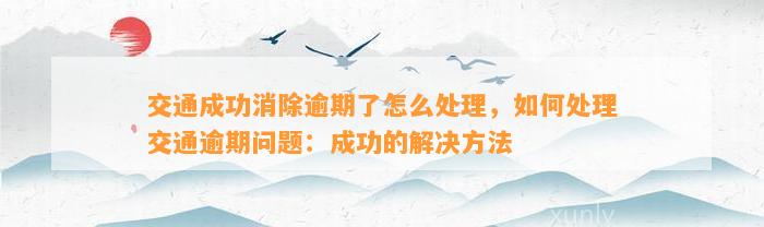 交通成功消除逾期了怎么处理，如何处理交通逾期问题：成功的解决方法