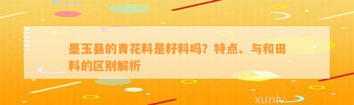 墨玉县的青花料是籽料吗？特点、与和田料的区别解析