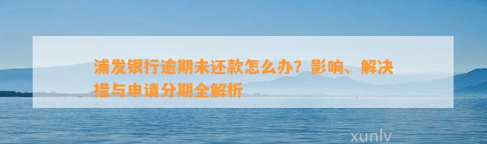 浦发银行逾期未还款怎么办？影响、解决措与申请分期全解析