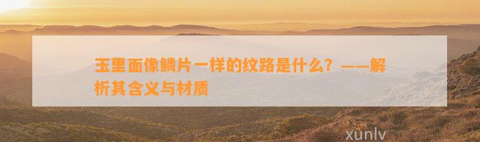 玉里面像鳞片一样的纹路是什么？——解析其含义与材质