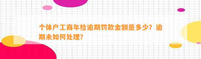 个体户工商年检逾期罚款金额是多少？逾期未如何处理？