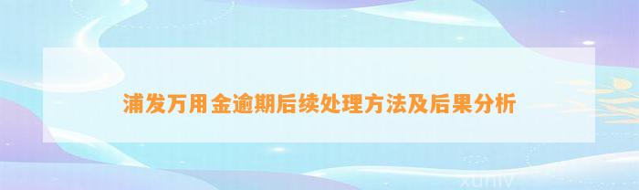 浦发万用金逾期后续处理方法及后果分析