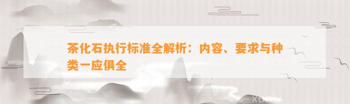 茶化石实行标准全解析：内容、请求与种类一应俱全